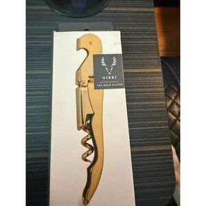 Viski 24K Gold Plated Signature Corkscrew Wine Key Double Hinged
